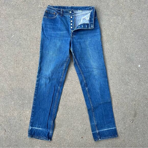 Vintage 80s Ladies Levi’s 501 6-button fly straight original jeans size 15 - Picture 2 of 12